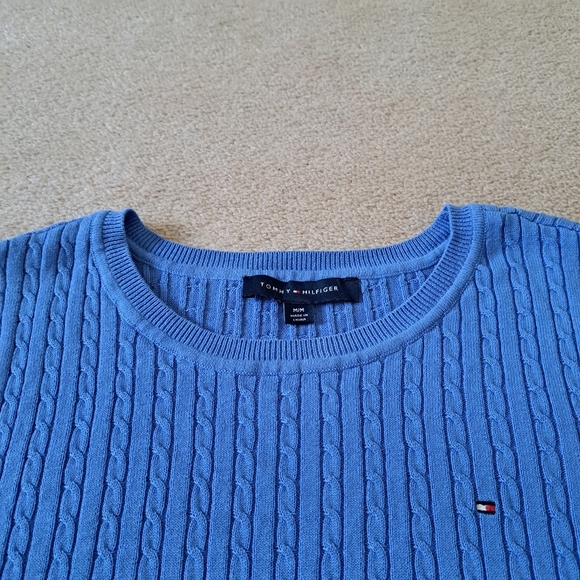Tommy Hilfiger Sweater Women's Size Medium Blue Cable Knit Short Sleeved NWOT - Picture 13 of 14